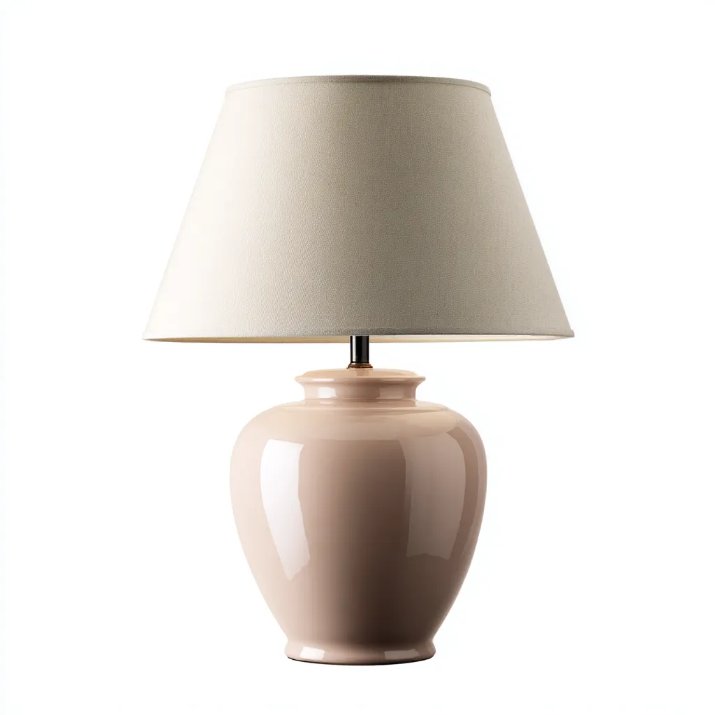 Lampada da tavolo ceramica-tessuto 30x30x48 cm - rosa-beige - stile classico adatta per soggiorno-Luxegolab