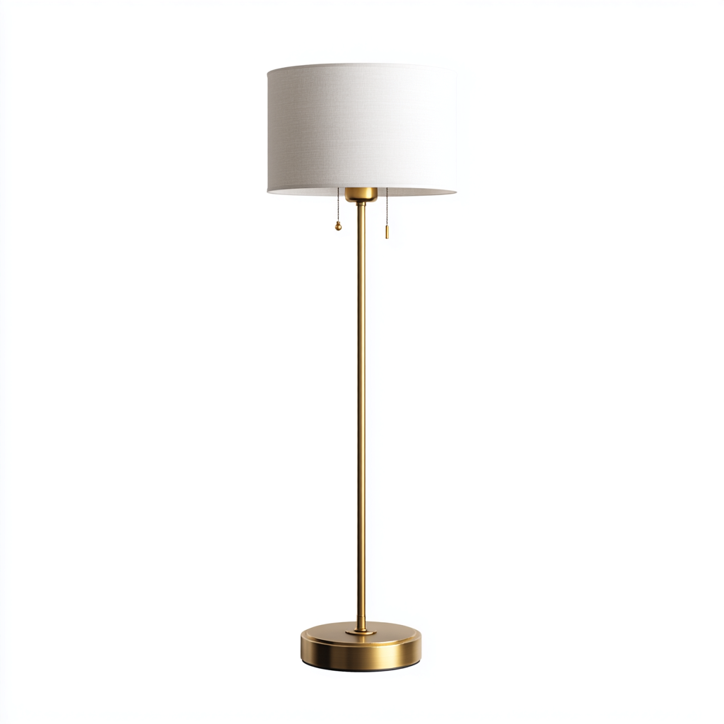 Lampada da terra-metallo-tessuto 30x30x155 cm-oro-bianco-stile moderno-Luxegolab
