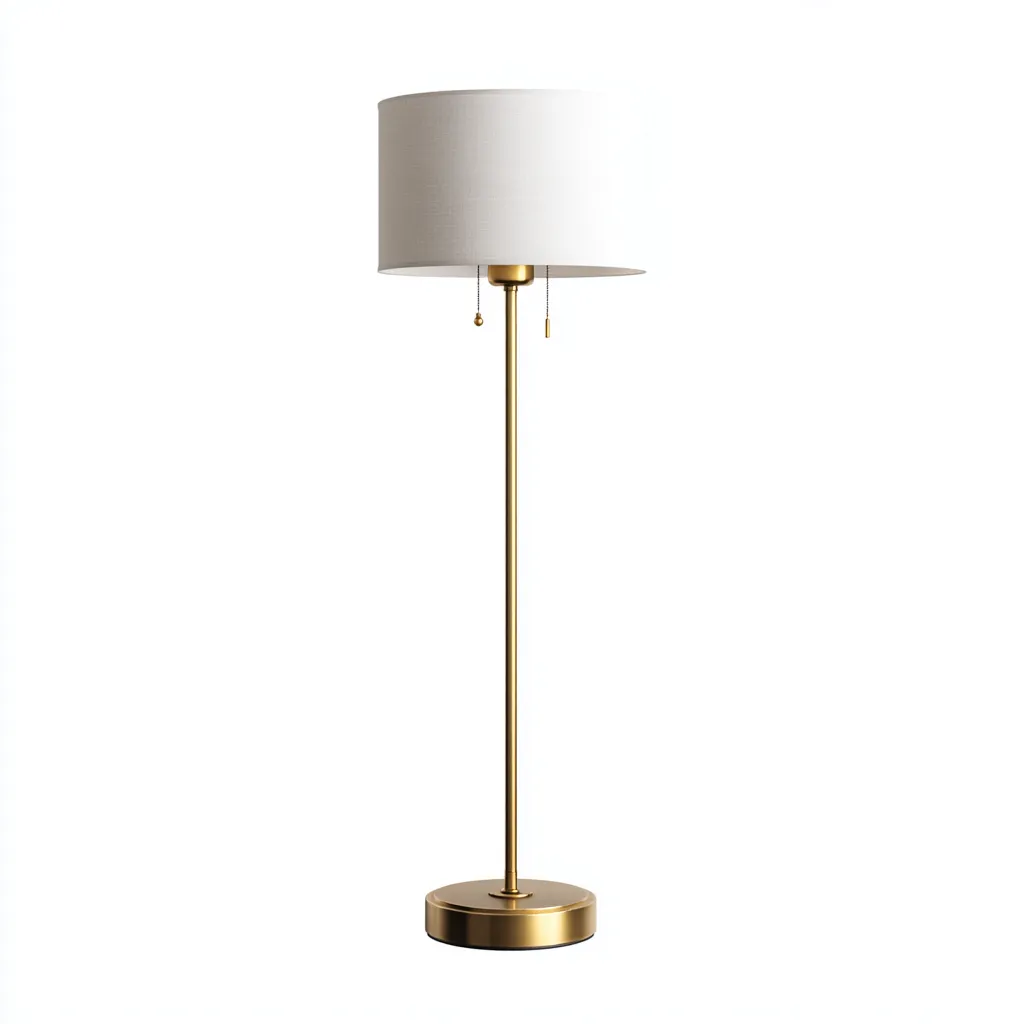 Lampada da terra-metallo-tessuto 30x30x155 cm-oro-bianco-stile moderno-Luxegolab