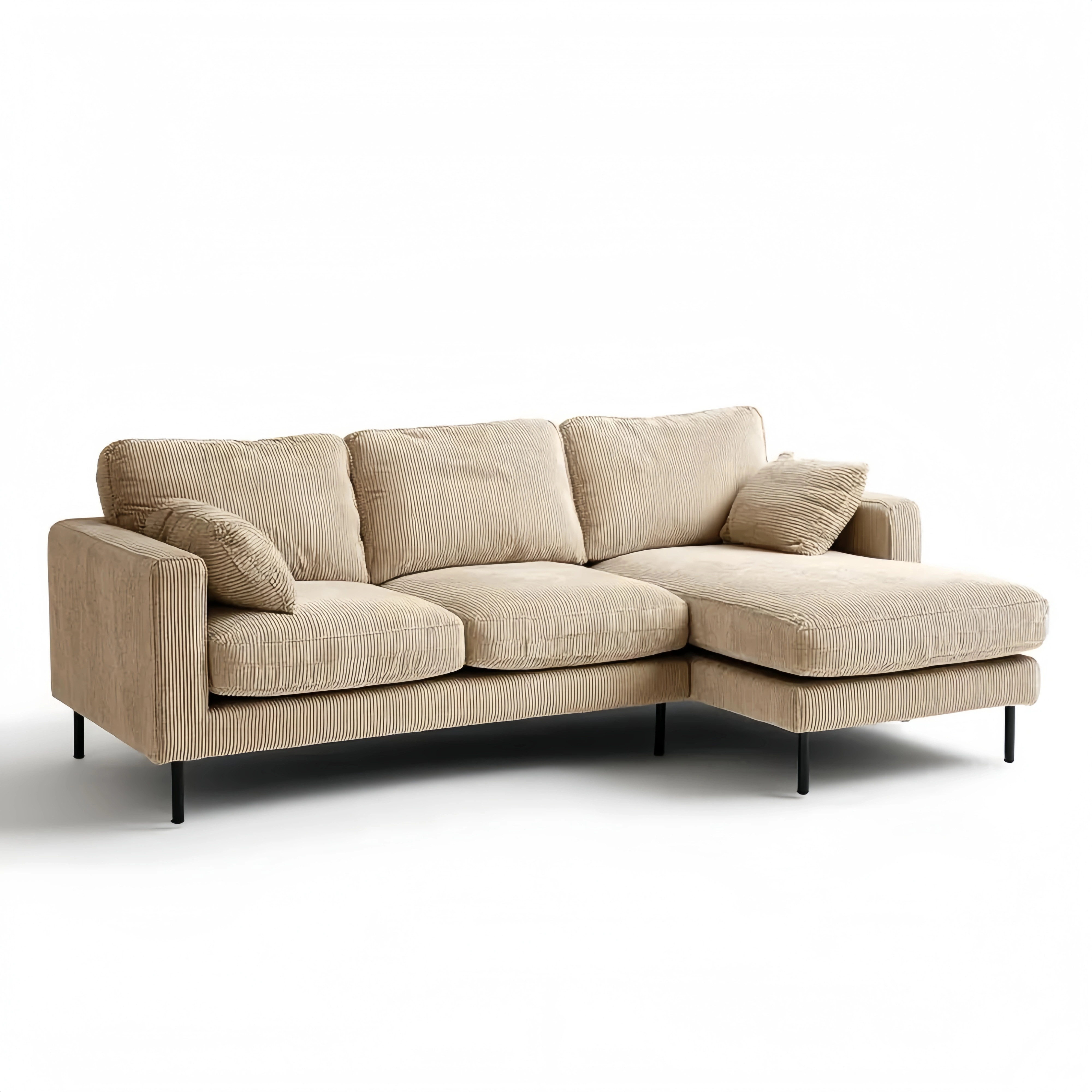Ecksofa Cord 300x95x85 cm - Beige - Modernes Design