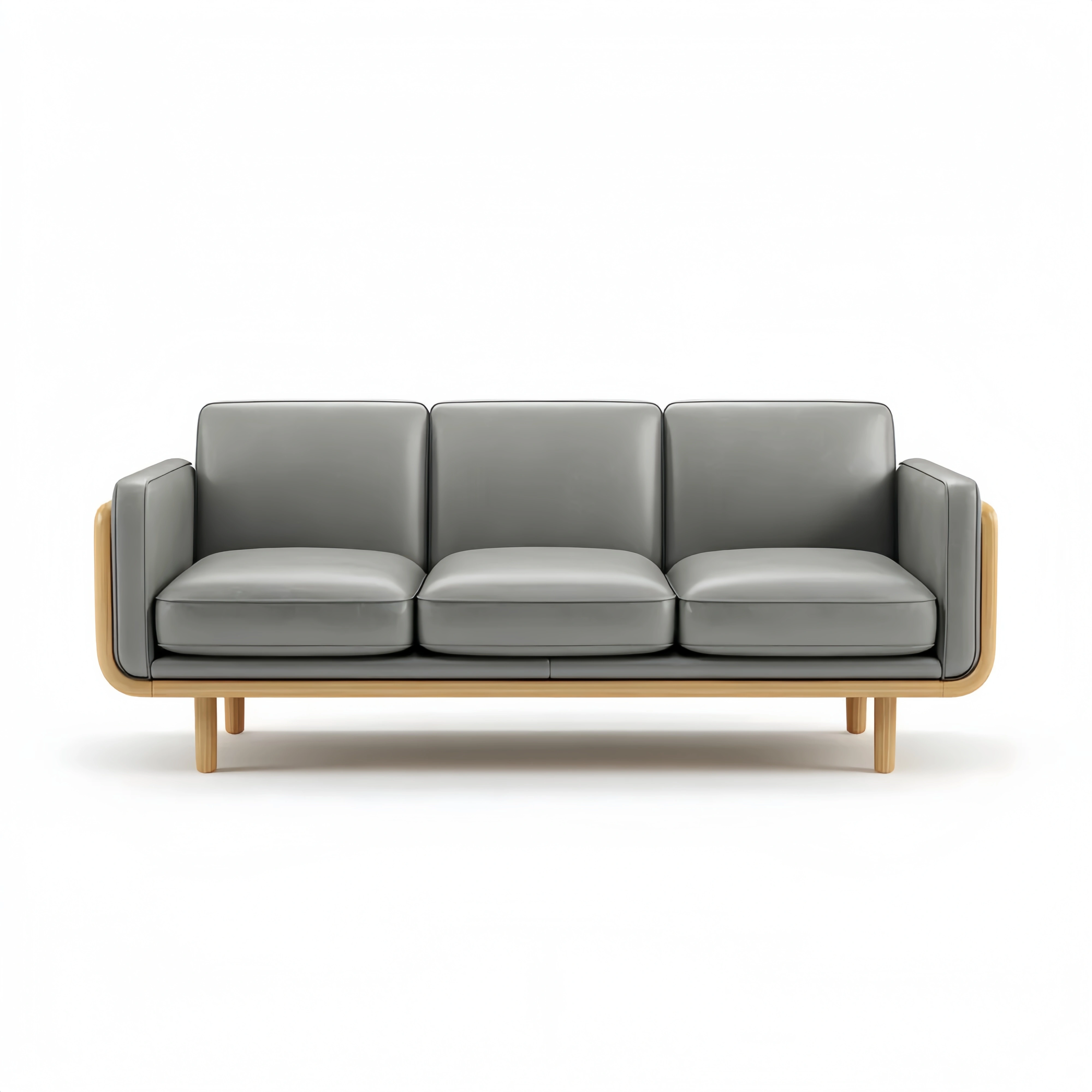 3-Sitzer-Sofa Leder 210x90x75 cm - Hellgrau - Modernes Design