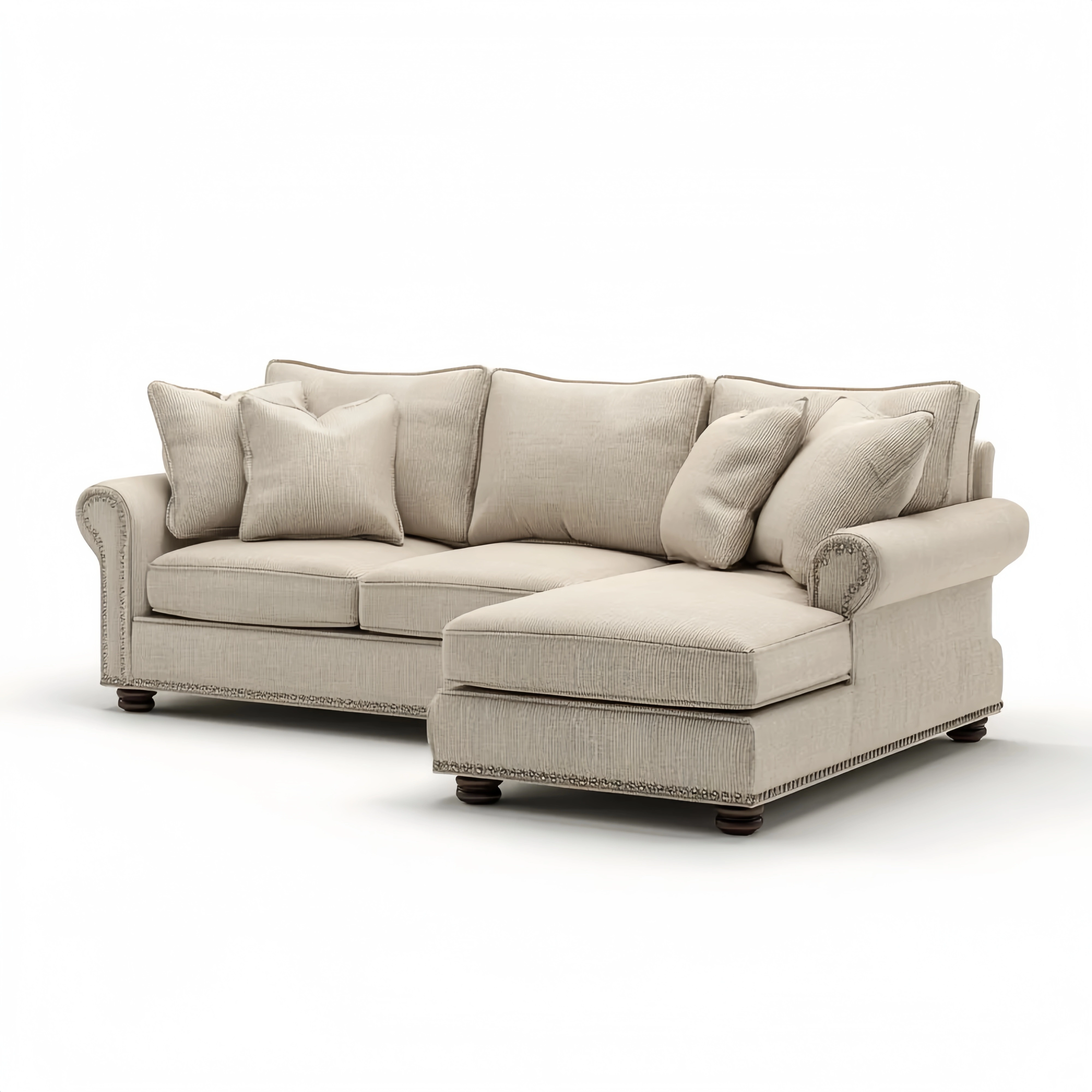 Ecksofa Stoffpolster 290x150x85 cm – Beige – Klassisches Design