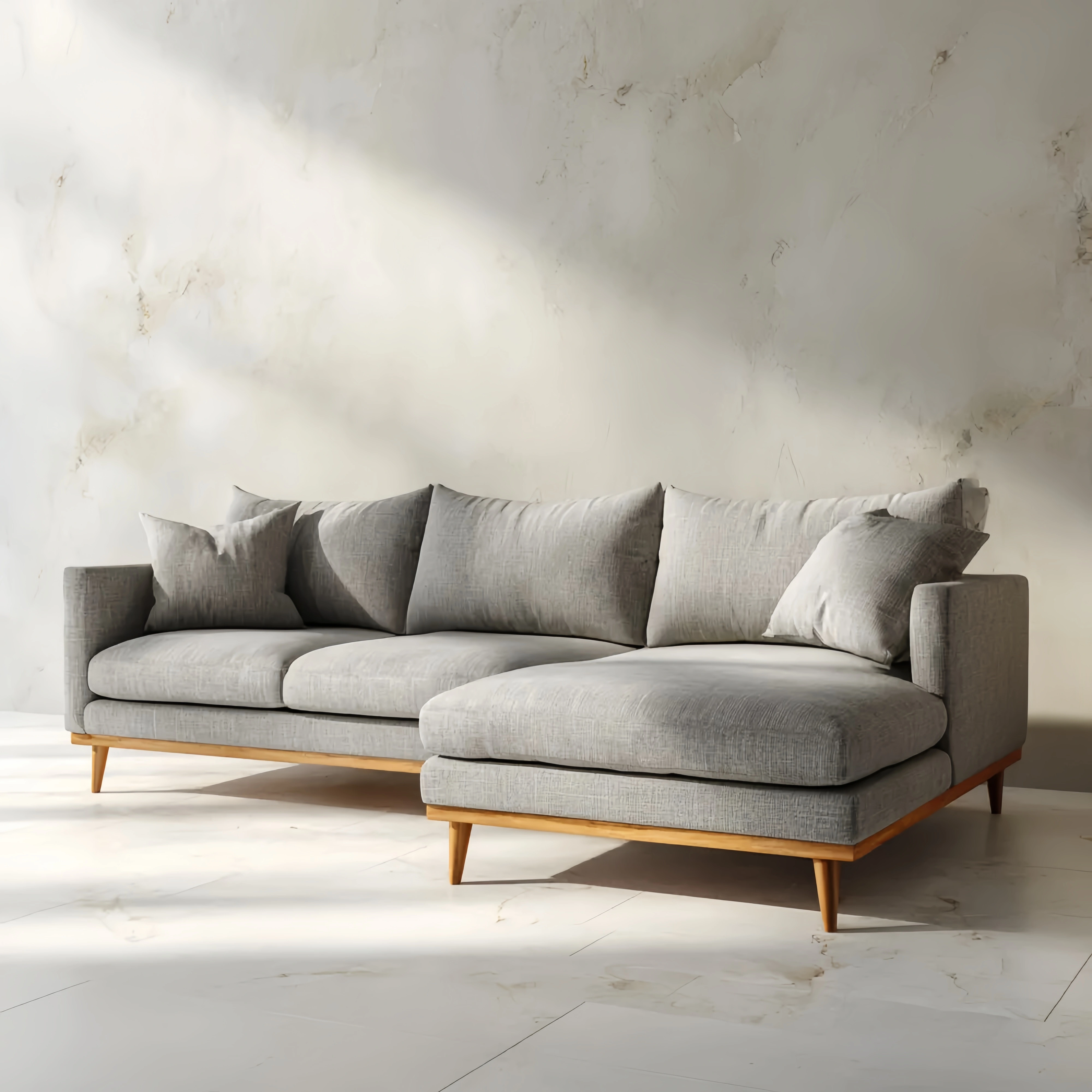 Modernes Ecksofa Stoff 250x150x85 cm – Grau