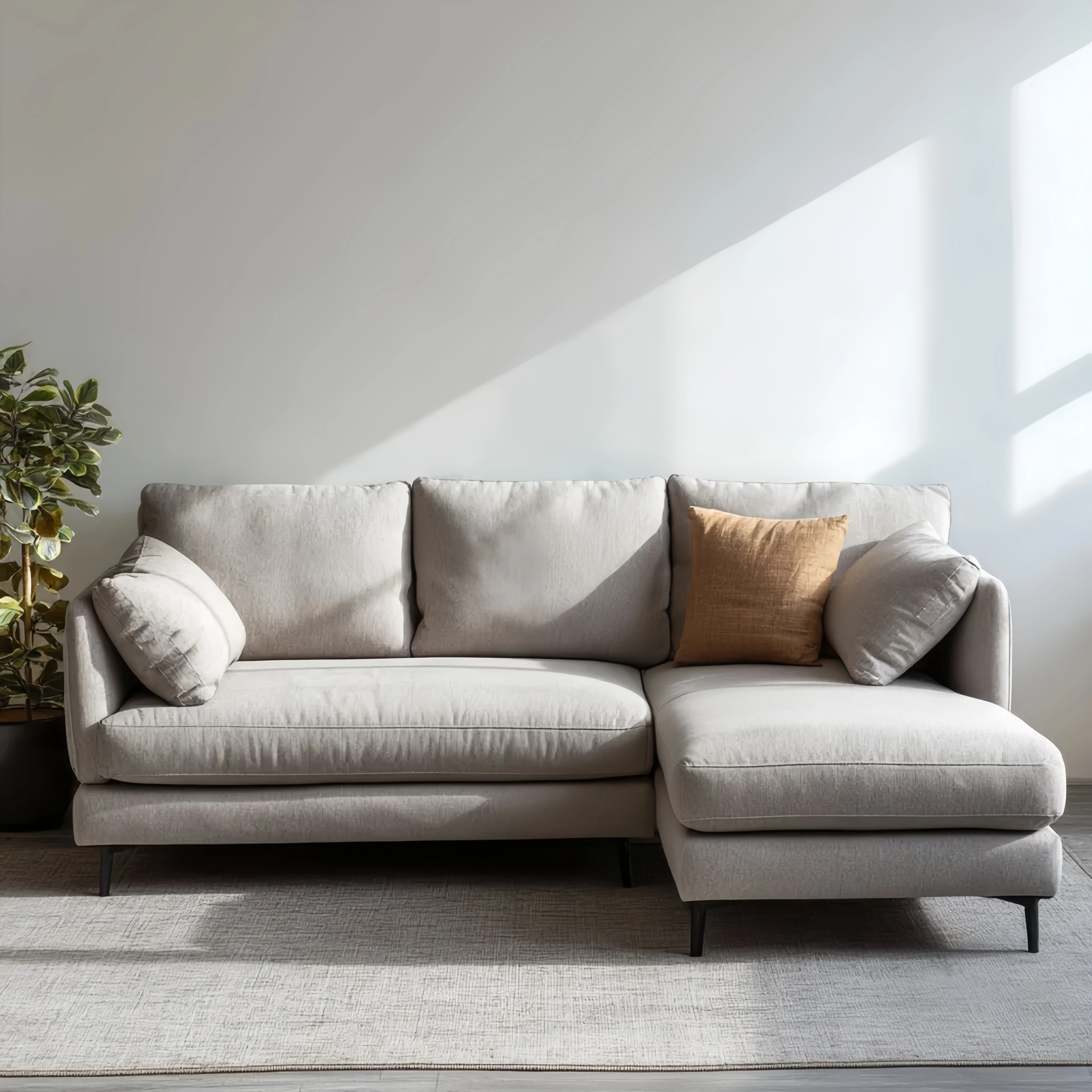 Ecksofa Stoffpolster 220x150x85 cm – Hellgrau – Modernes Design