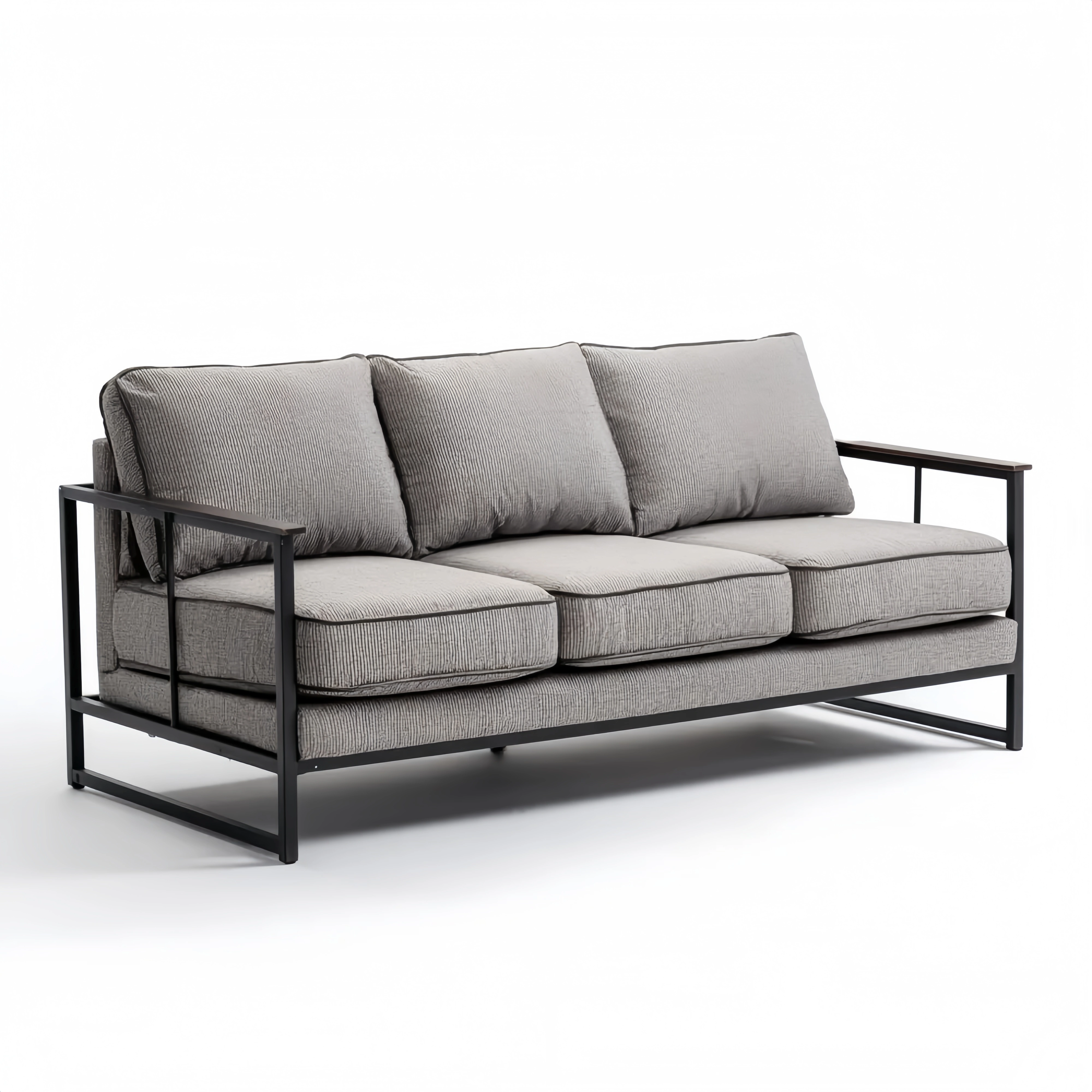 3-Sitzer-Sofa Stoffpolsterung 200x85x75 cm – Grau – Industrieller Stil