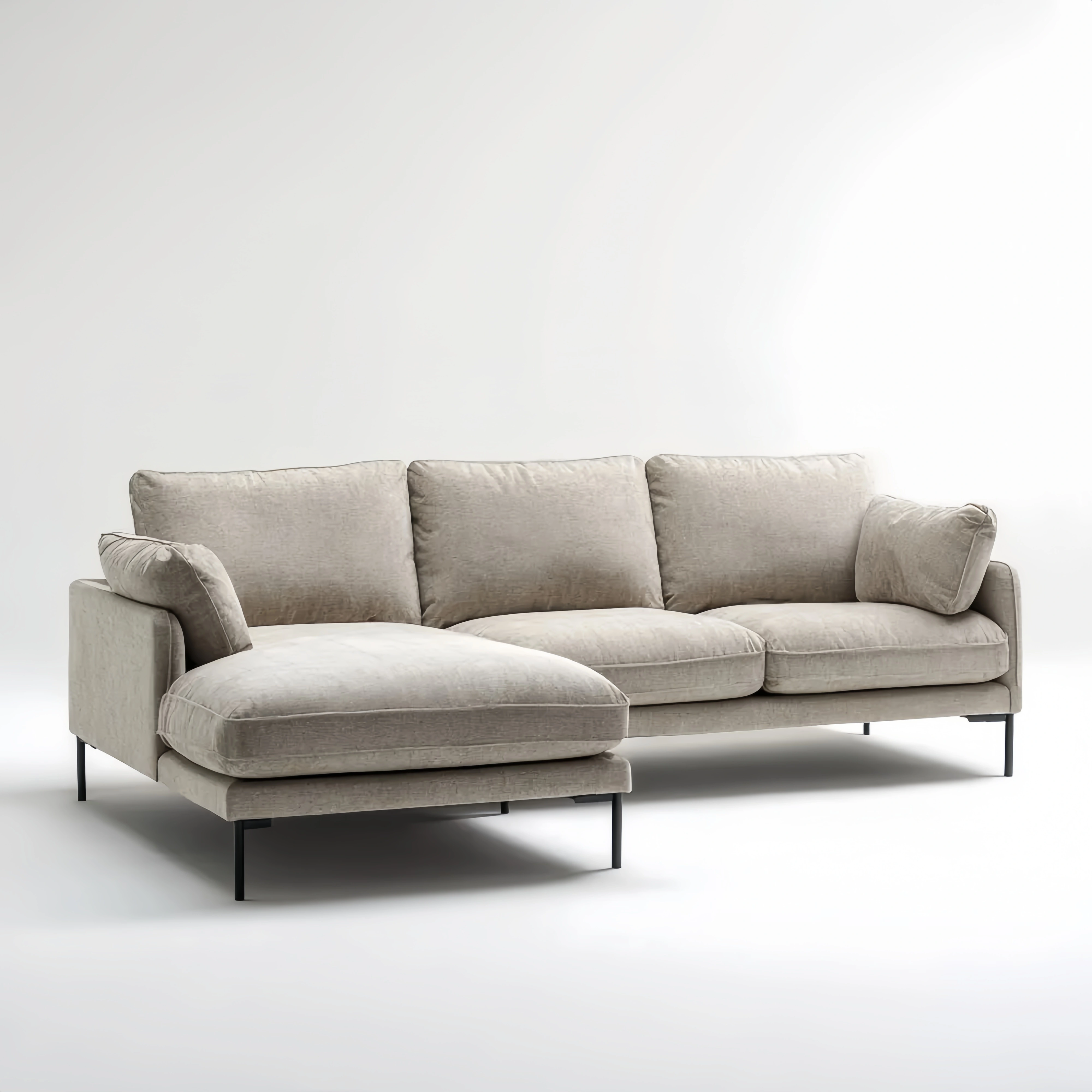 Ecksofa Stoffpolsterung 250x150x85 cm – Beige – Modernes Design