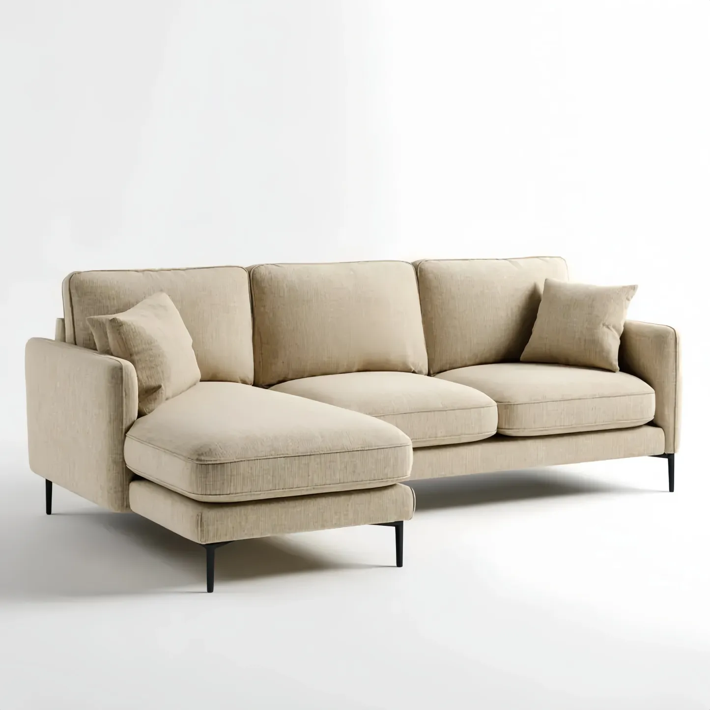 Ecksofa Stoff 200x85x90 cm – Beige – Modernes Design