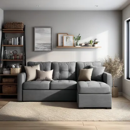 Modernes Ecksofa Stoff 240x150x90 cm – Hellgrau