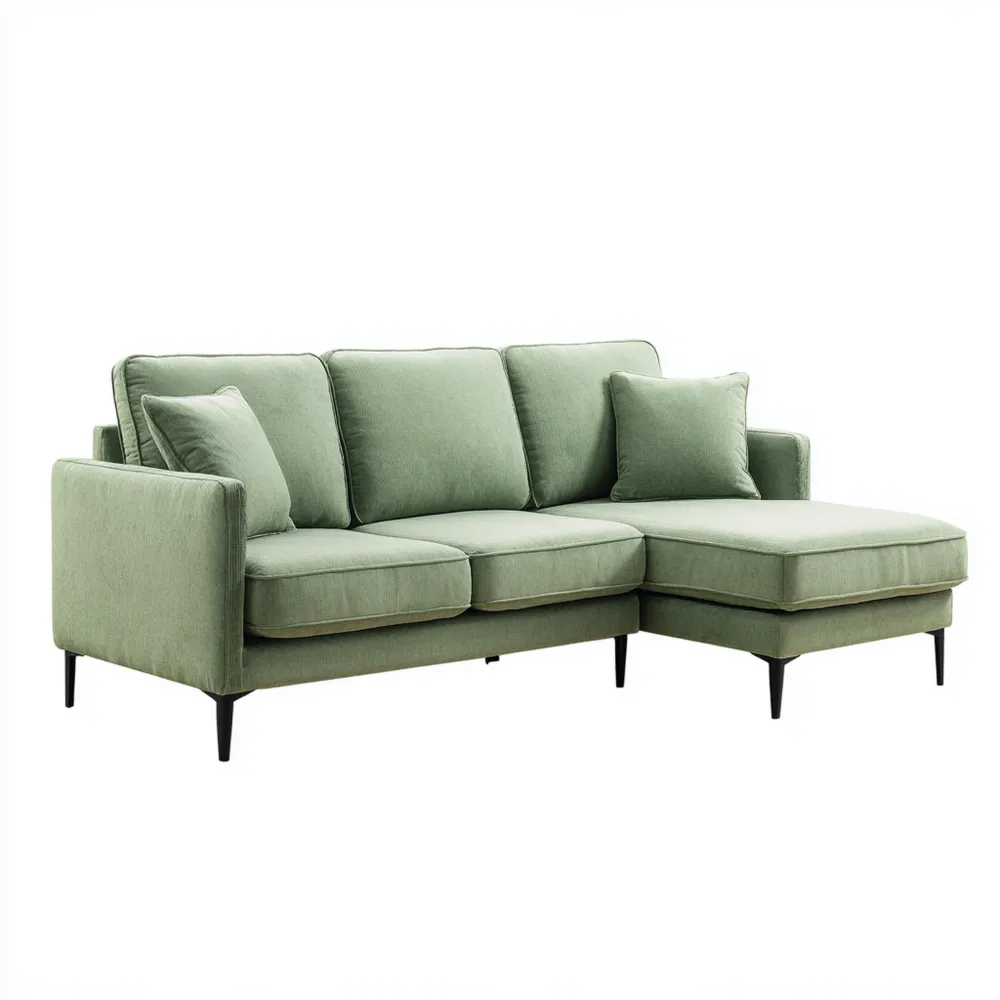 Modernes Ecksofa Stoff 230x85x155 cm – Grün
