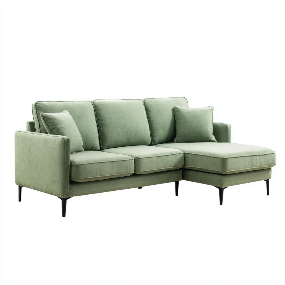 Modernes Ecksofa Stoff 230x85x155 cm – Grün