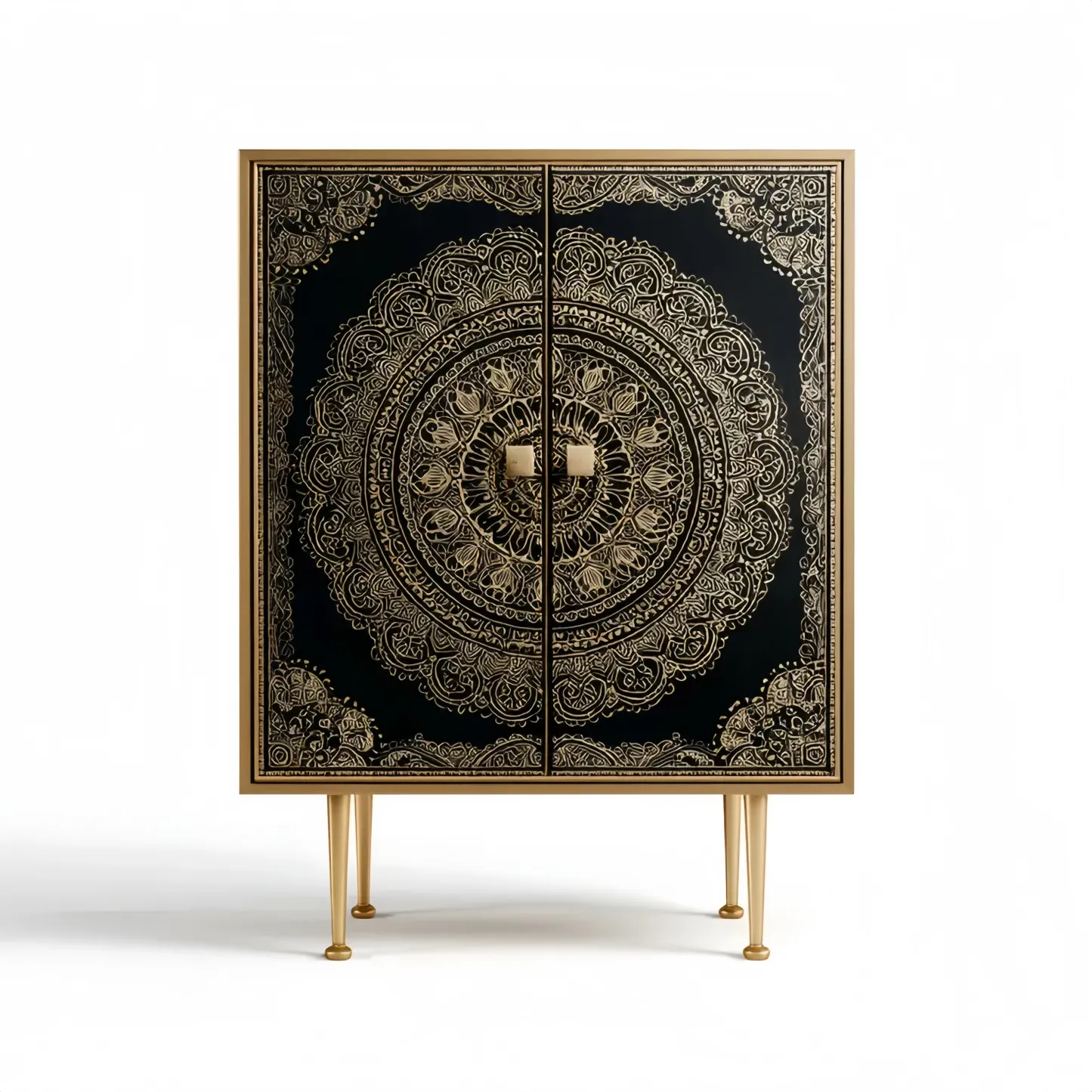 Orientalischer Aufbewahrungsschrank Holz 90x45x120 cm - Schwarz/Gold