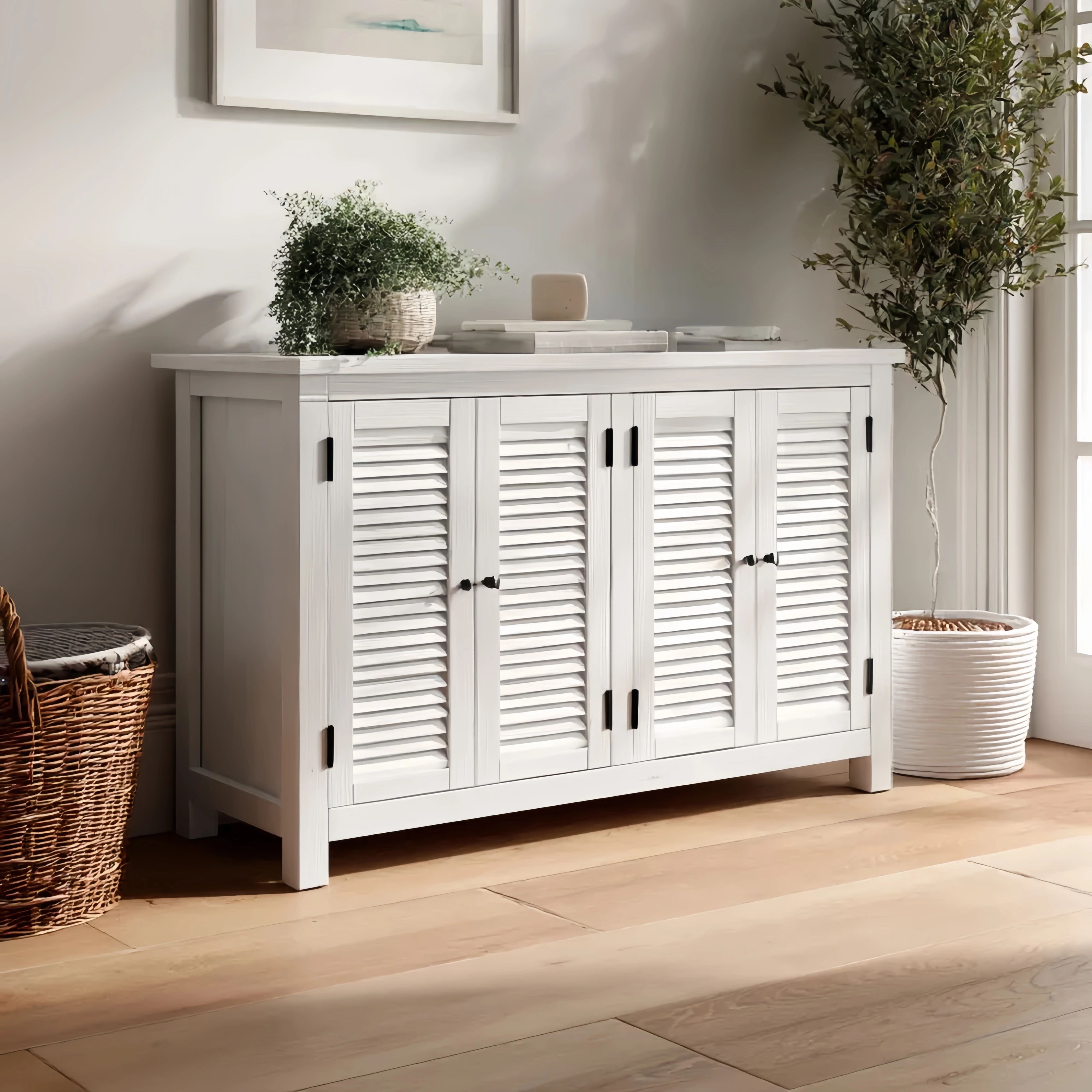 Landhausstil Aufbewahrungsschrank 100x40x80 cm – Weiß