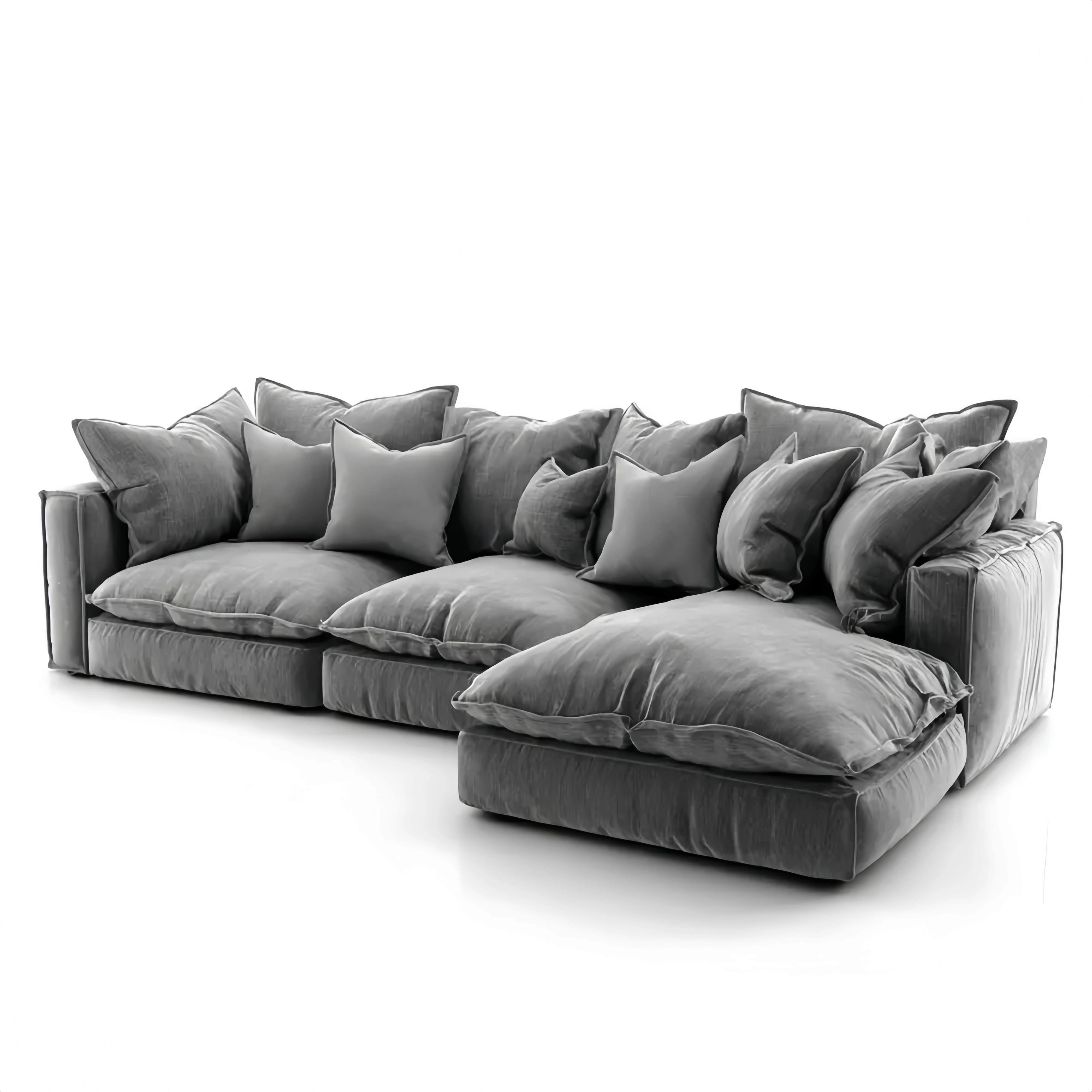 Ecksofa Stoff 300x200x90 cm – Dunkelgrau – Gemütliches Design