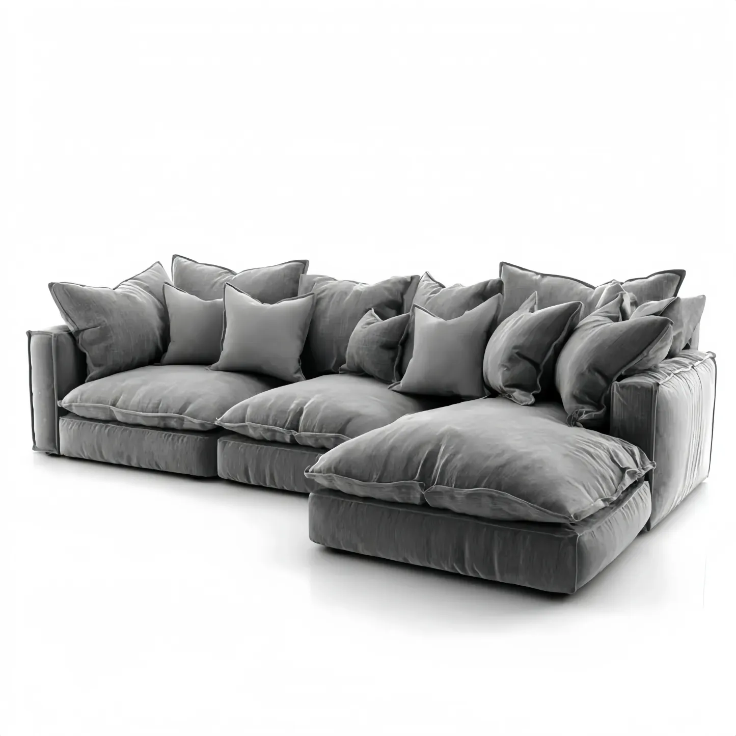 Ecksofa Stoff 300x200x90 cm – Dunkelgrau – Gemütliches Design
