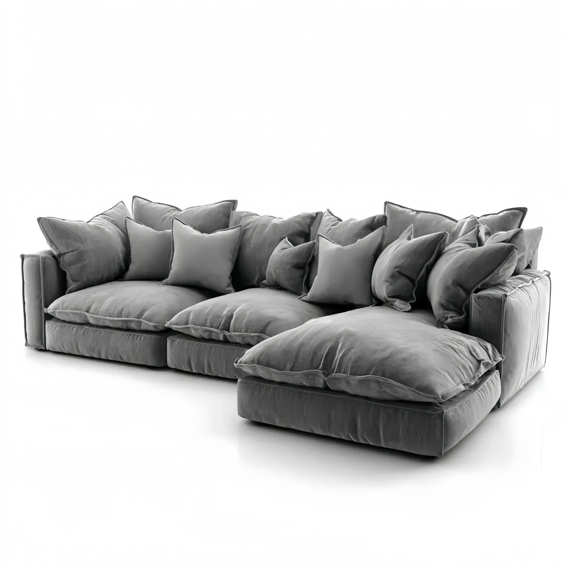 Ecksofa Stoff 300x200x90 cm – Dunkelgrau – Gemütliches Design