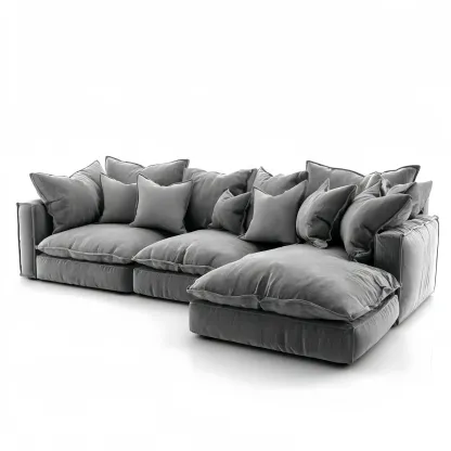 Ecksofa Stoff 300x200x90 cm – Dunkelgrau – Gemütliches Design