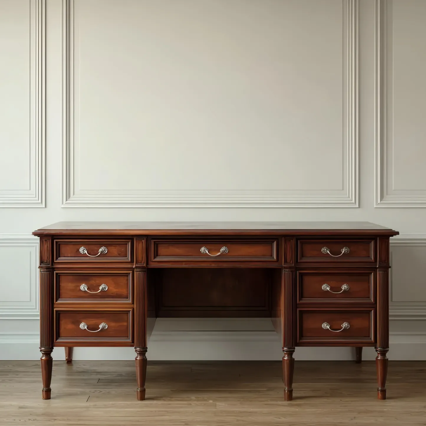 Klassischer Schreibtisch Massivholz 150x75x75 cm - Dunkelbraun