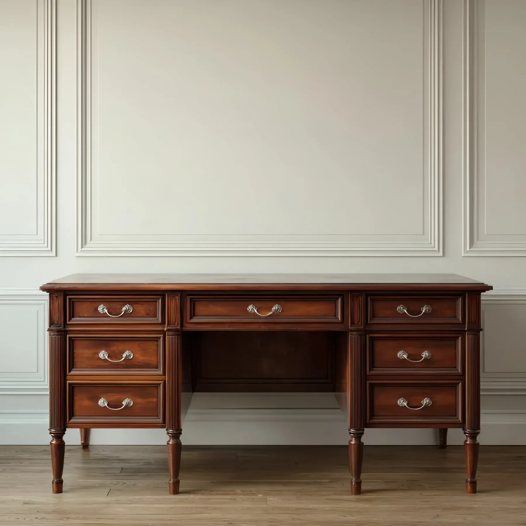 Klassischer Schreibtisch Massivholz 150x75x75 cm - Dunkelbraun