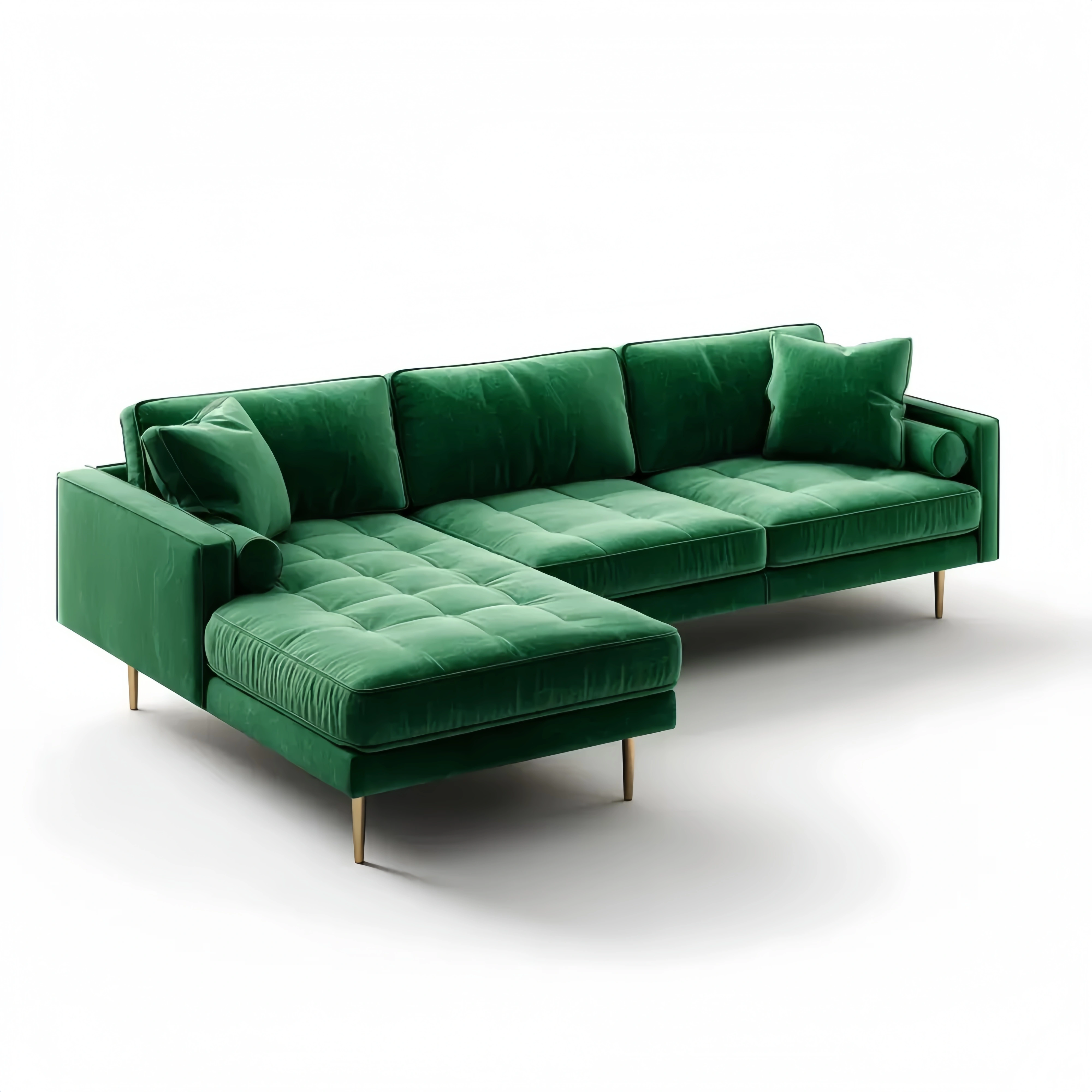 Ecksofa Samt 260x160x85 cm - Grün - Moderne Eleganz