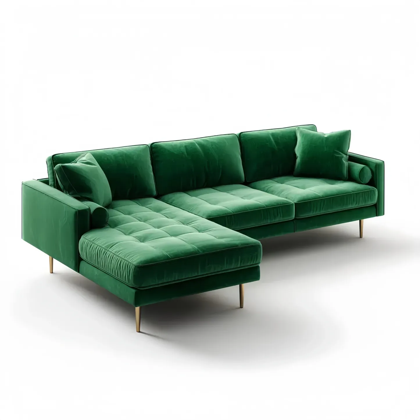 Ecksofa Samt 260x160x85 cm - Grün - Moderne Eleganz