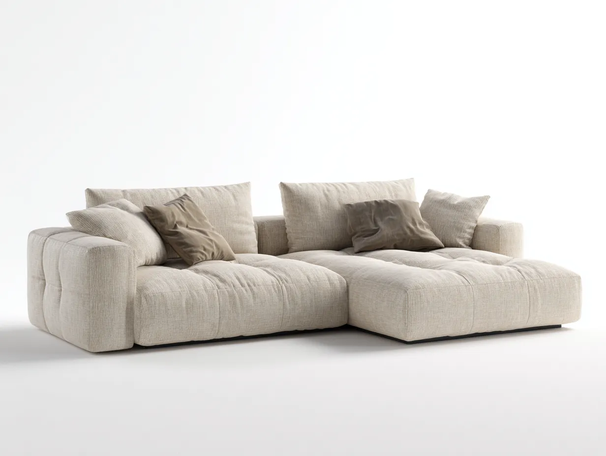 Sofá rinconero de tela 260 x 170 x 85 cm - beige - para salón - diseño moderno-Denmybay