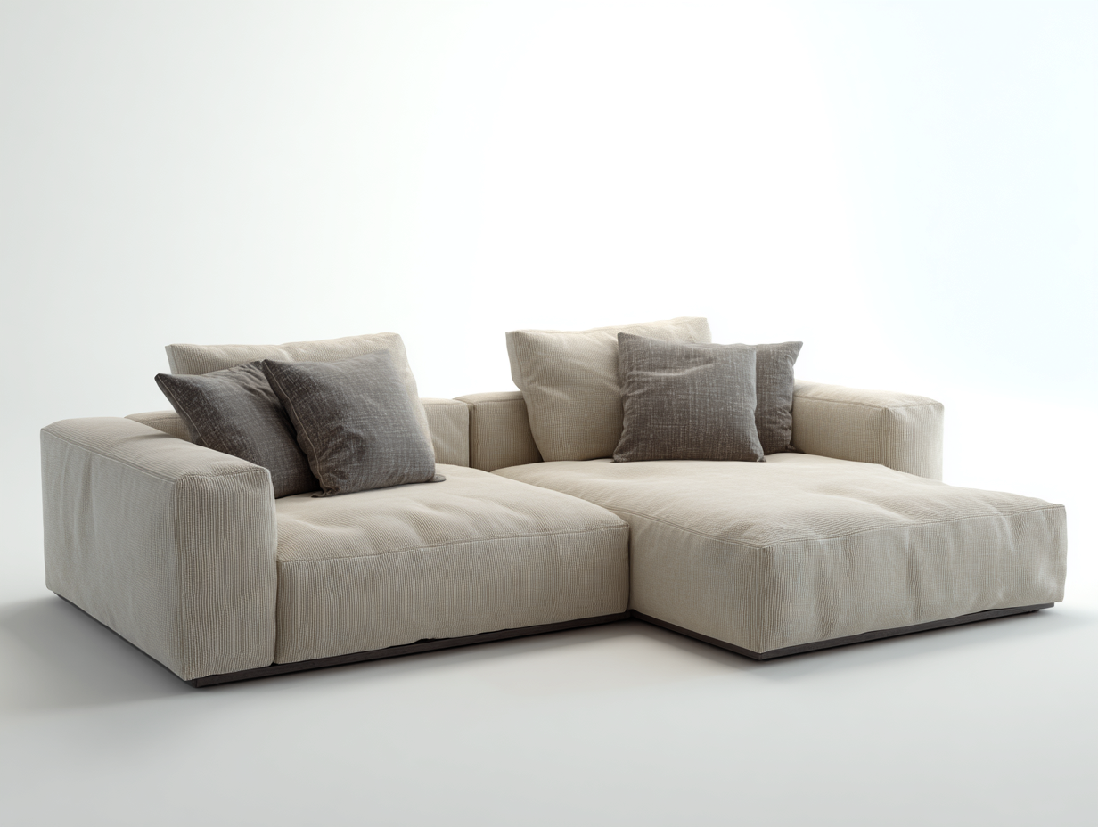 Sofá rinconero de tela 280 x 180 x 85 cm - beige - para salón - diseño moderno-Denmybay