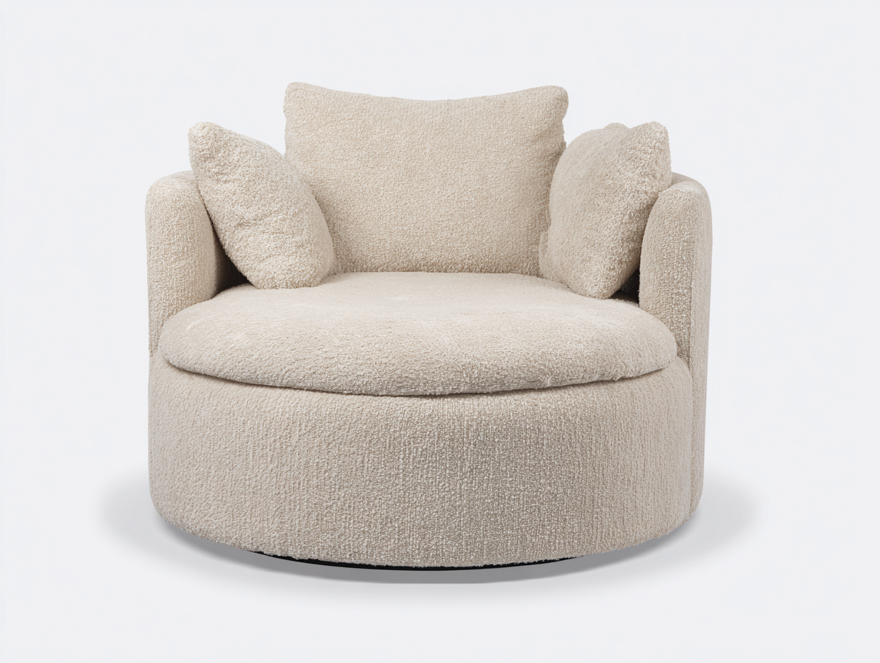 Sillón tapizado en tejido bouclé para salón 95x95x78 cm - beige - estilo contemporáneo-Denmybay