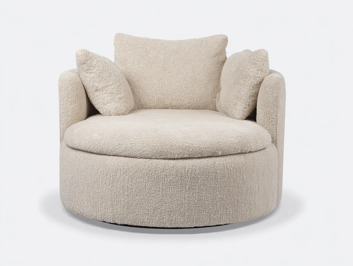 Sillón tapizado en tejido bouclé para salón 95x95x78 cm - beige - estilo contemporáneo-Denmybay
