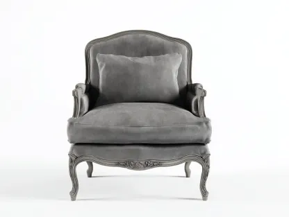 Sillón tapizado en terciopelo con estructura de madera para salón 85x90x95 cm - gris - estilo francés clásico-Denmybay