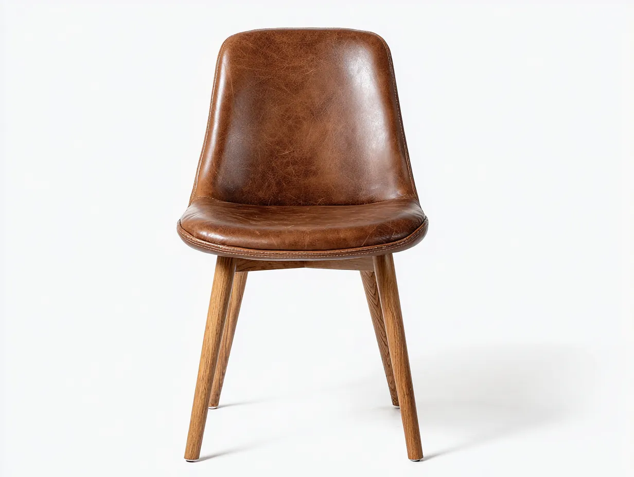 Sillas de jardín tapizada en piel sintética con patas de madera 50x55x85 cm - marrón - diseño clásico para exterior cubierto-Denmybay