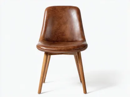 Sillas de jardín tapizada en piel sintética con patas de madera 50x55x85 cm - marrón - diseño clásico para exterior cubierto-Denmybay