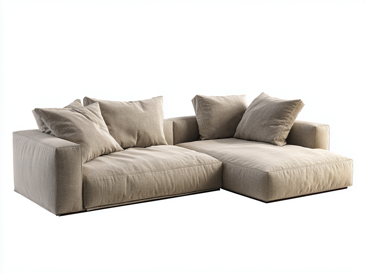 Sofá rinconero de tela 270 x 175 x 82 cm - beige - para salón - diseño moderno-Denmybay