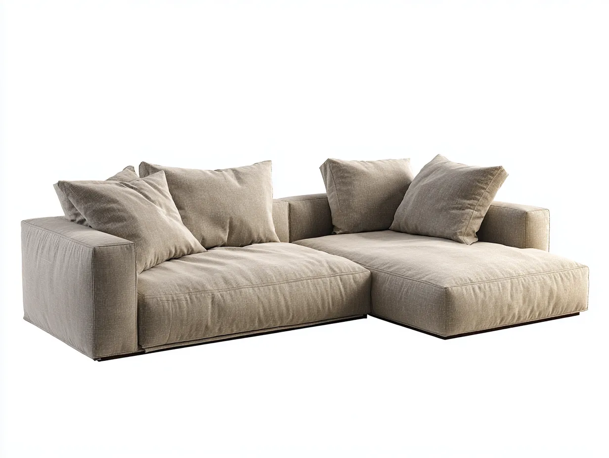 Sofá rinconero de tela 270 x 175 x 82 cm - beige - para salón - diseño moderno-Denmybay