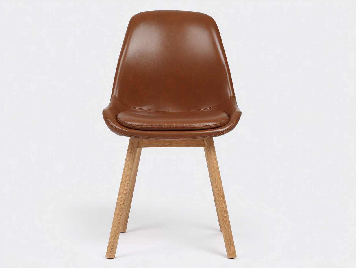 Sillas de jardín tapizada en piel sintética con patas de madera 50x55x85 cm - marrón - diseño clásico para exterior cubierto-Denmybay