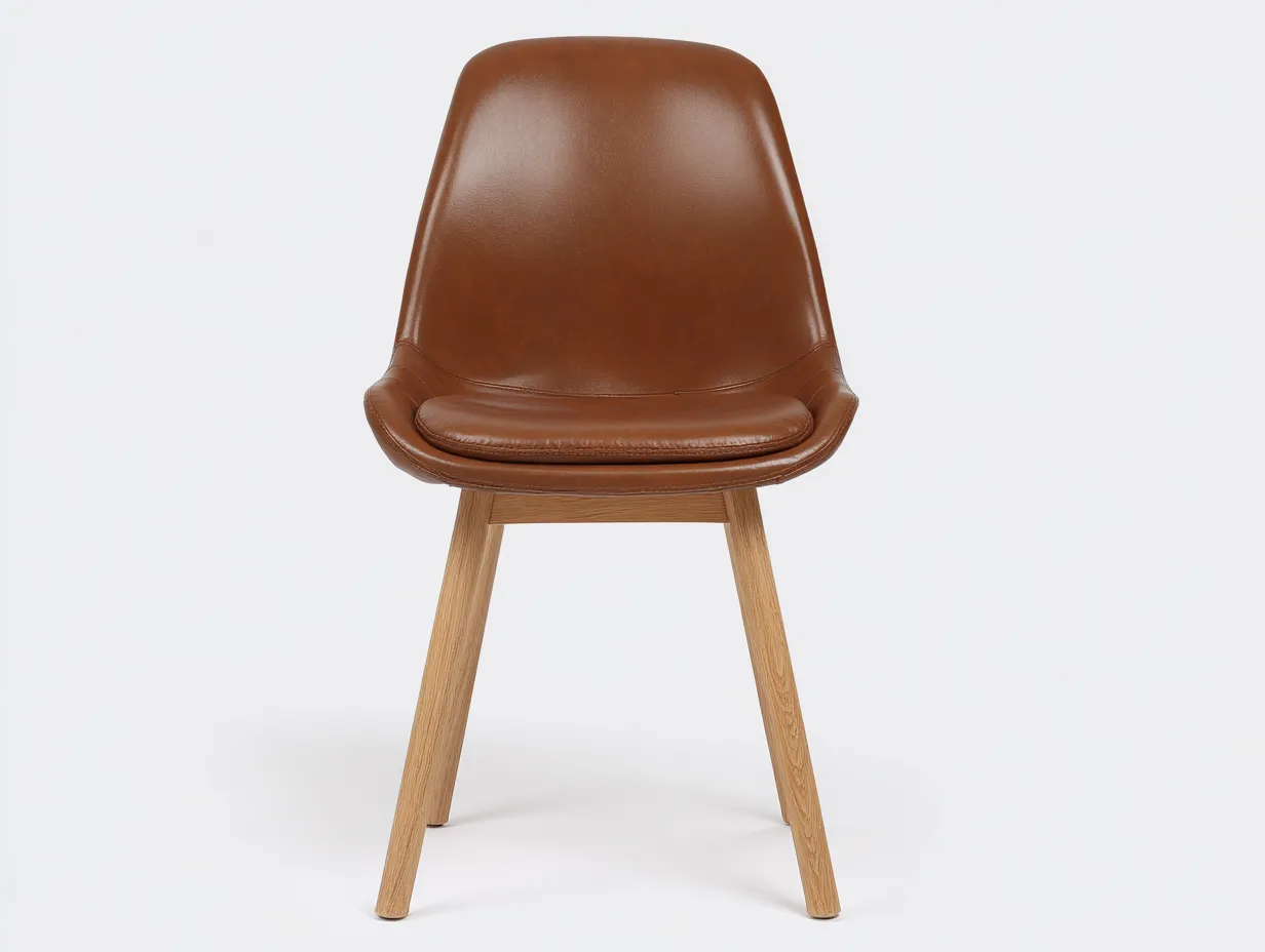 Sillas de jardín tapizada en piel sintética con patas de madera 50x55x85 cm - marrón - diseño clásico para exterior cubierto-Denmybay