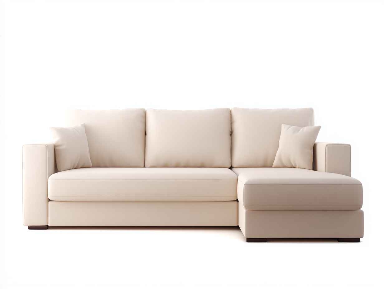 Sofá rinconero de tela 285 x 170 x 88 cm - blanco crema - para salón - diseño moderno-Denmybay