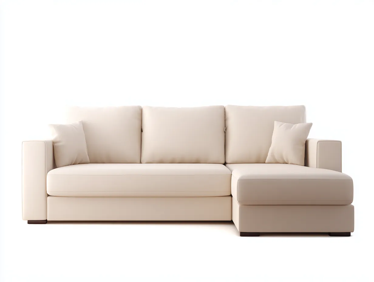 Sofá rinconero de tela 285 x 170 x 88 cm - blanco crema - para salón - diseño moderno-Denmybay