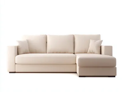 Sofá rinconero de tela 285 x 170 x 88 cm - blanco crema - para salón - diseño moderno-Denmybay