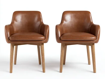 Sillas de jardín tapizadas en piel sintética con reposabrazos y patas de madera para exteriores cubiertos 56x58x82 cm - marrón - estilo clásico-Denmybay