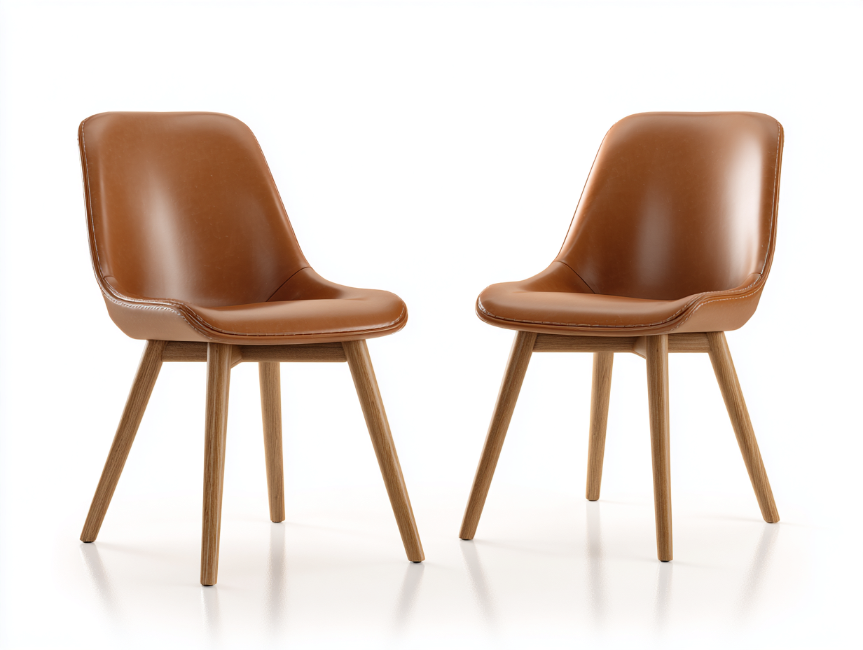 Sillas de jardín tapizadas en piel sintética con patas de madera 50x55x85 cm - marrón - conjunto de 2 unidades-Denmybay