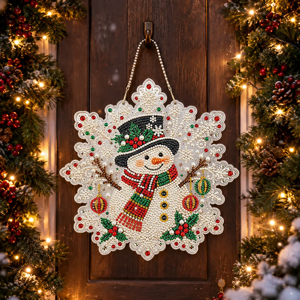Top Hat Snowman DIY Diamond Painting Pendant Christmas Snowflake Acrylic 25x25cm