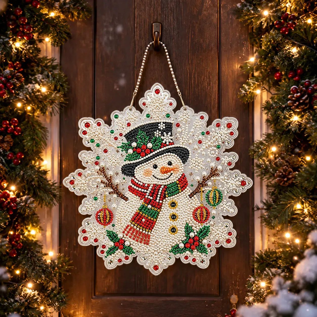 Top Hat Snowman DIY Diamond Painting Pendant Christmas Snowflake Acrylic 25x25cm