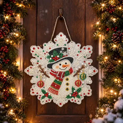 Top Hat Snowman DIY Diamond Painting Pendant Christmas Snowflake Acrylic 25x25cm