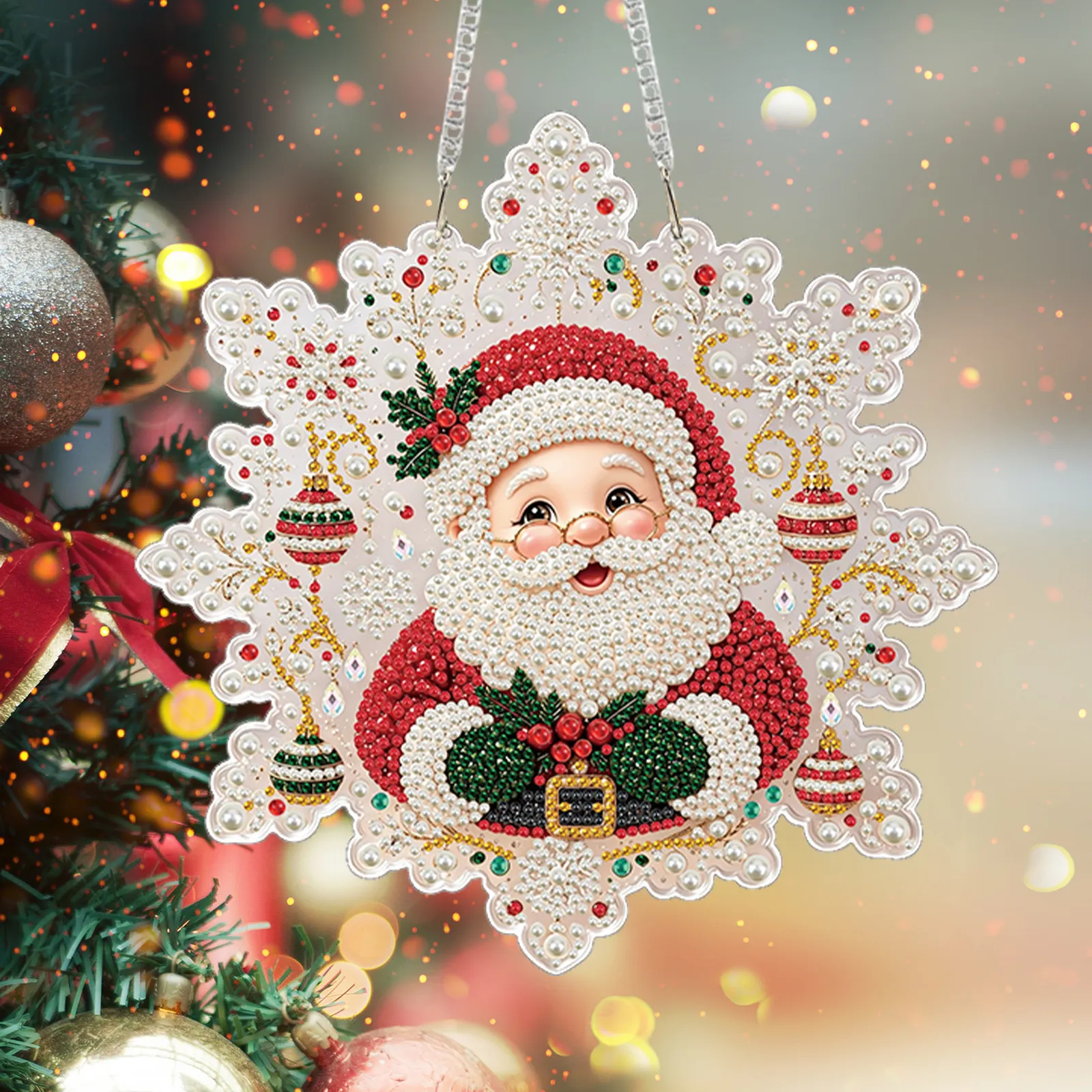 Cute Santa Claus DIY Diamond Painting Pendant Christmas Snowflake Acrylic 25x25cm