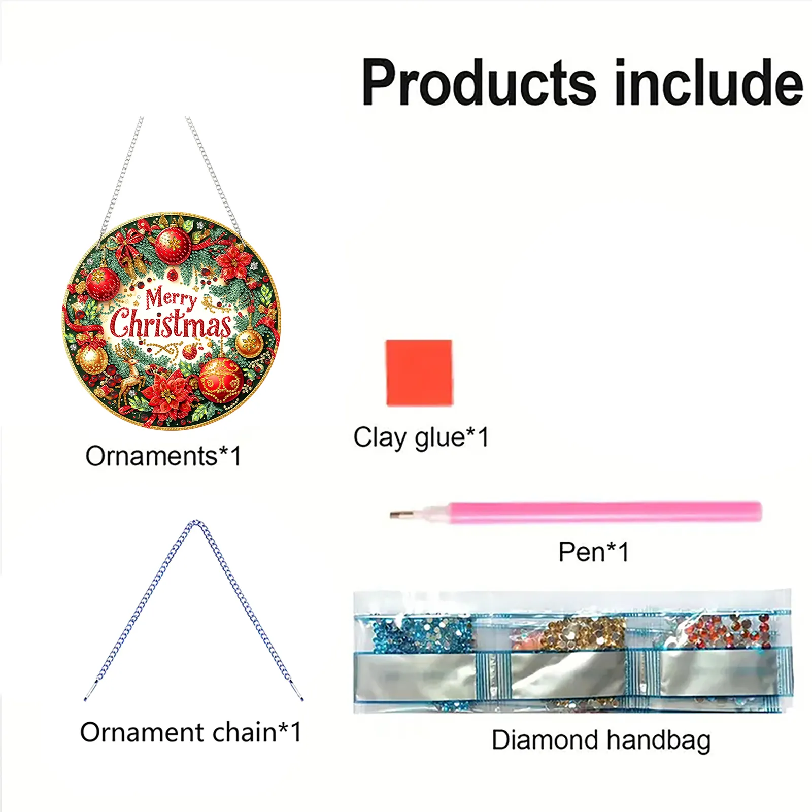 Christmas Acrylic DIY Diamond Painting Hanging Pendant for Adults