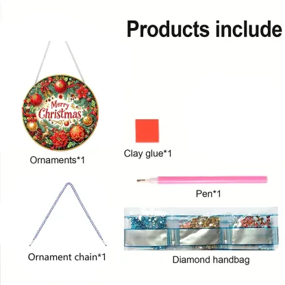 Christmas Acrylic DIY Diamond Painting Hanging Pendant for Adults