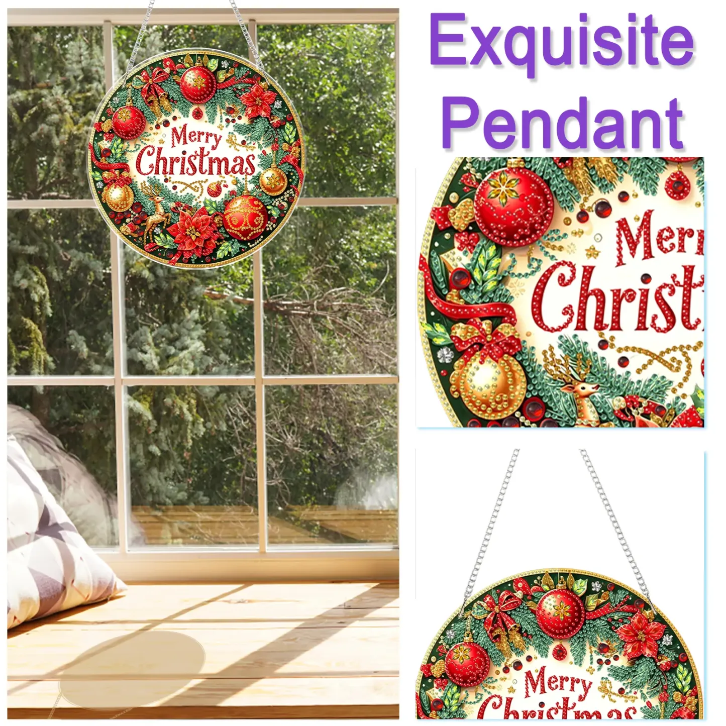 Christmas Acrylic DIY Diamond Painting Hanging Pendant for Adults