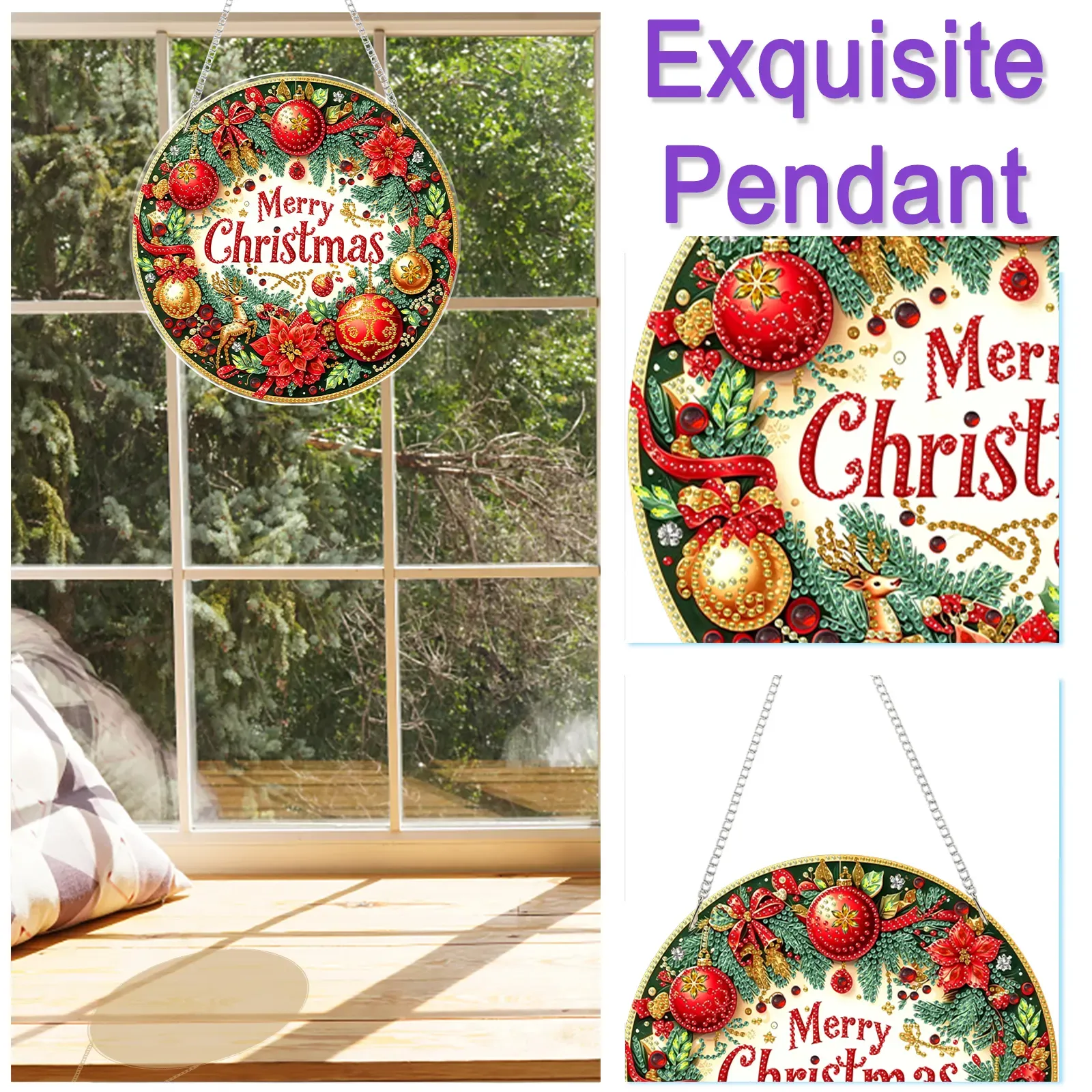 Christmas Acrylic DIY Diamond Painting Hanging Pendant for Adults