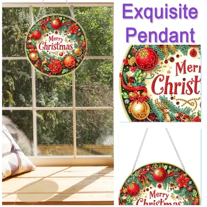 Christmas Acrylic DIY Diamond Painting Hanging Pendant for Adults