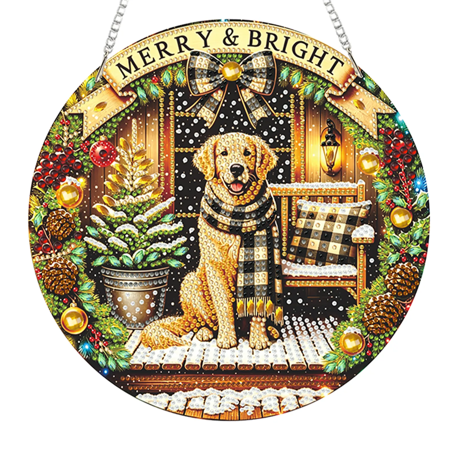 Christmas Acrylic DIY Diamond Painting Hanging Pendant for Adults